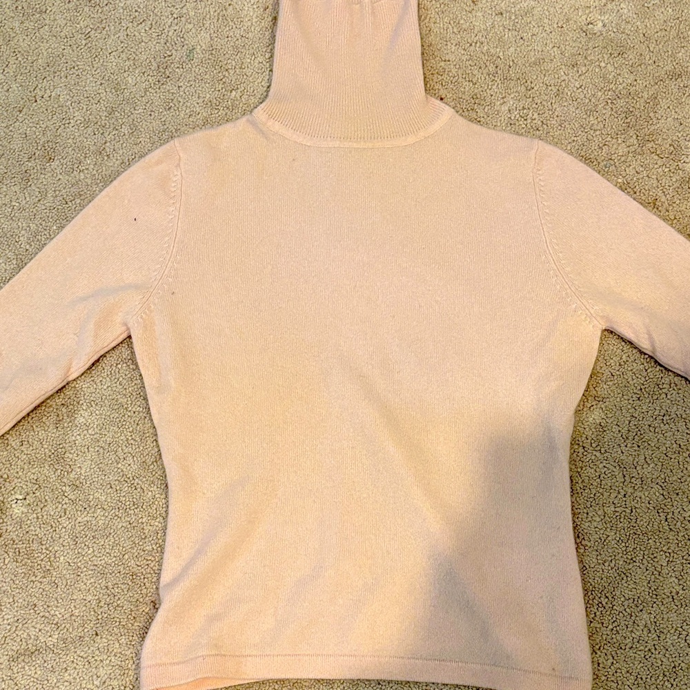 Wendy B 100% Cashmere Turtleneck Sweater Light Pink Size Small